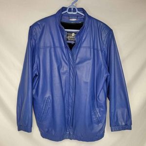 Womans vintage Fidelity leather blue jacket